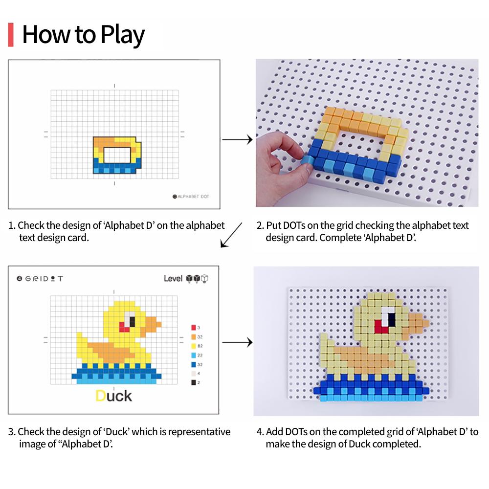 GRIDOT ALPHABET-DOT Pixel Art Block Educational for Kids Learn-Art Toy for Toddler