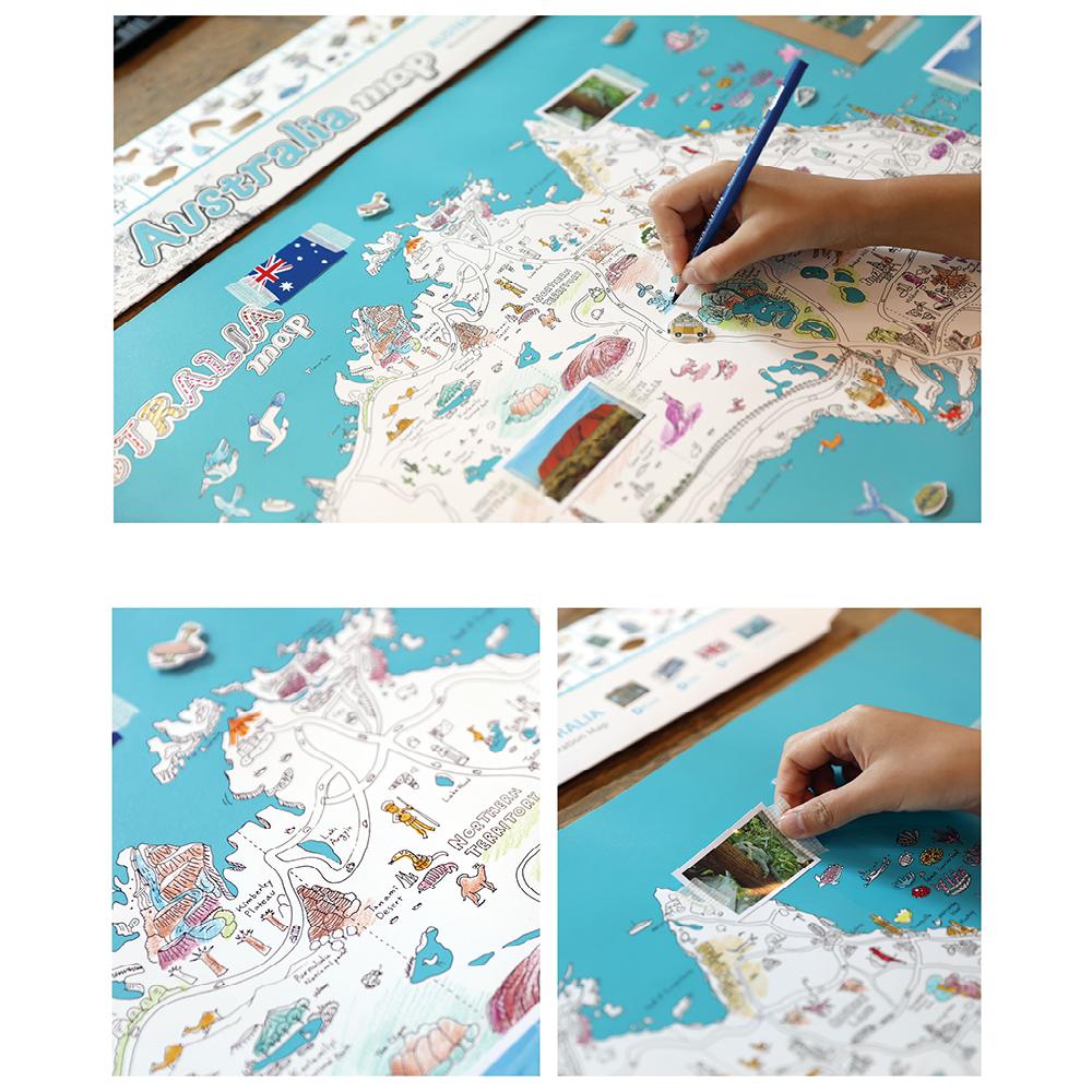 Dream Sky Nation-Map Decorative Coloring Painting DIY Paper Continent Map - Australia