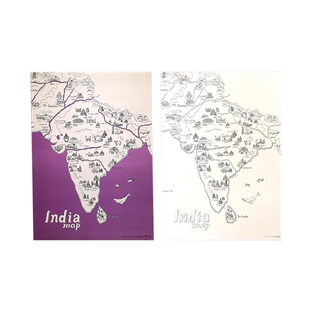 Dream Sky Nation-Map Decorative Coloring Painting DIY Paper Continent Map - India