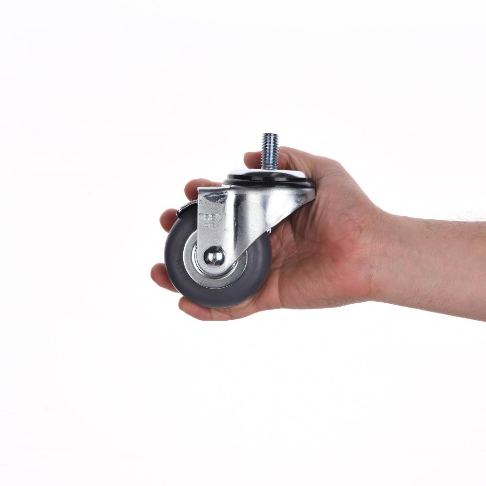 3inch Heavy Duty Caster, All Swivel 1/2-13UNC1 Stem Caster with Side Locking and Rubber Plastic