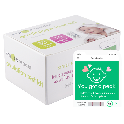 Smilereader app that can be used together with ovulation and pregnancy test kit