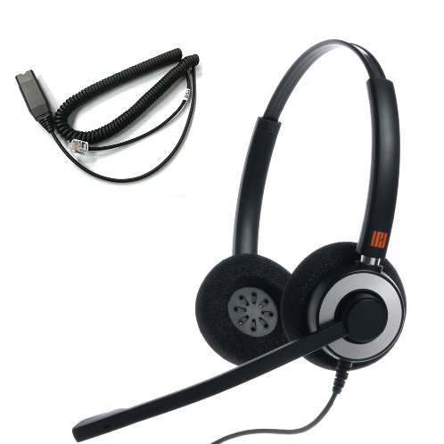 IPD IPH-165 Binaural NC Headset wit HIS-02 cable for Avaya IP 1608,1616, 9610, 9620, 9620L, 9620C, 9