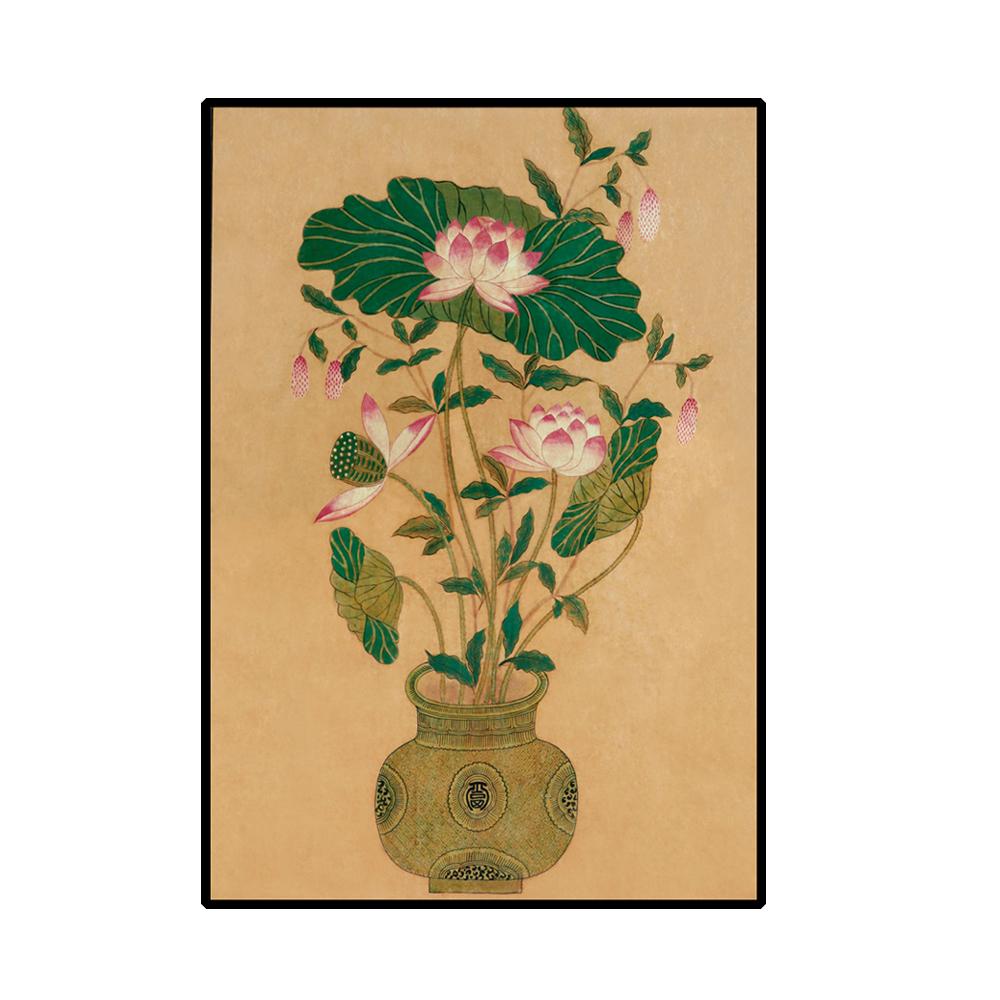 Korean Folk Art Frameless Art Print, minhwa drawing Korean art poster for home  deco_'Yeonhwado'