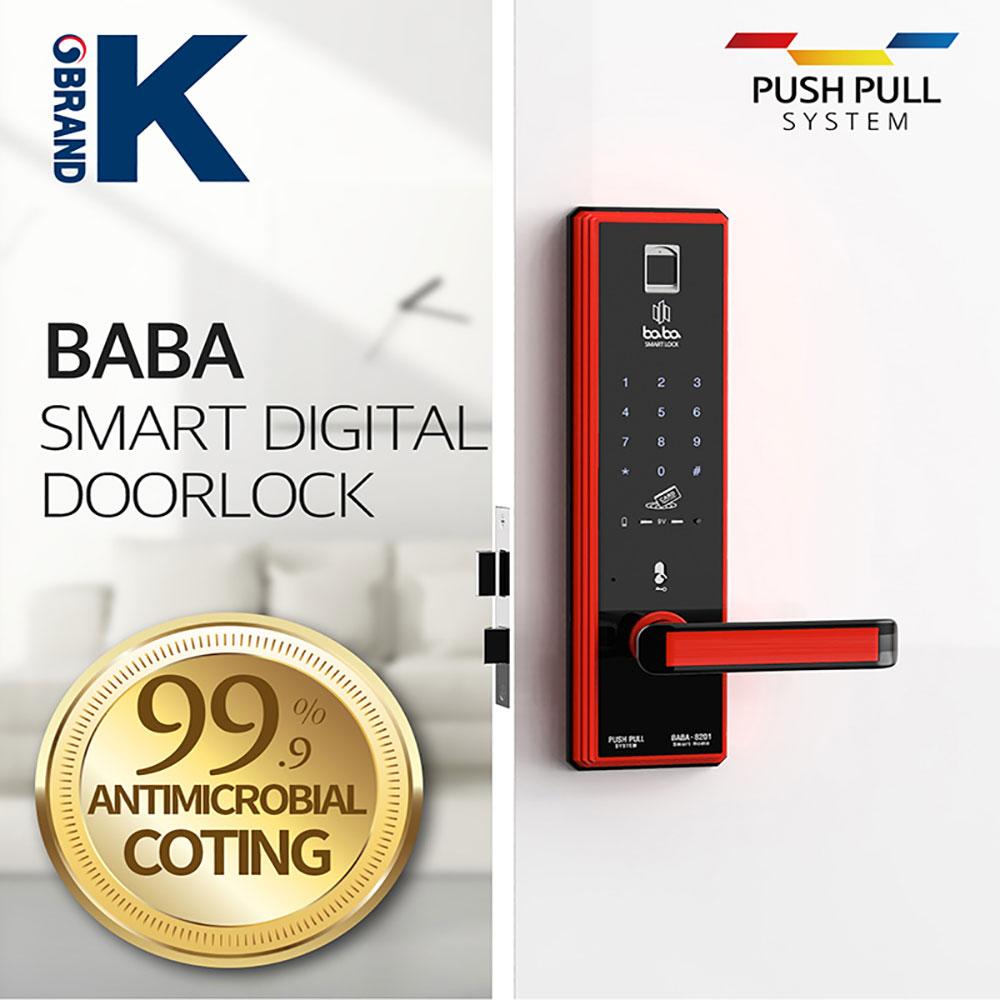 Smart Digital Door Lock BABA-8201 (4-way) 7 Colors Fingerprint Sensor Key Pad