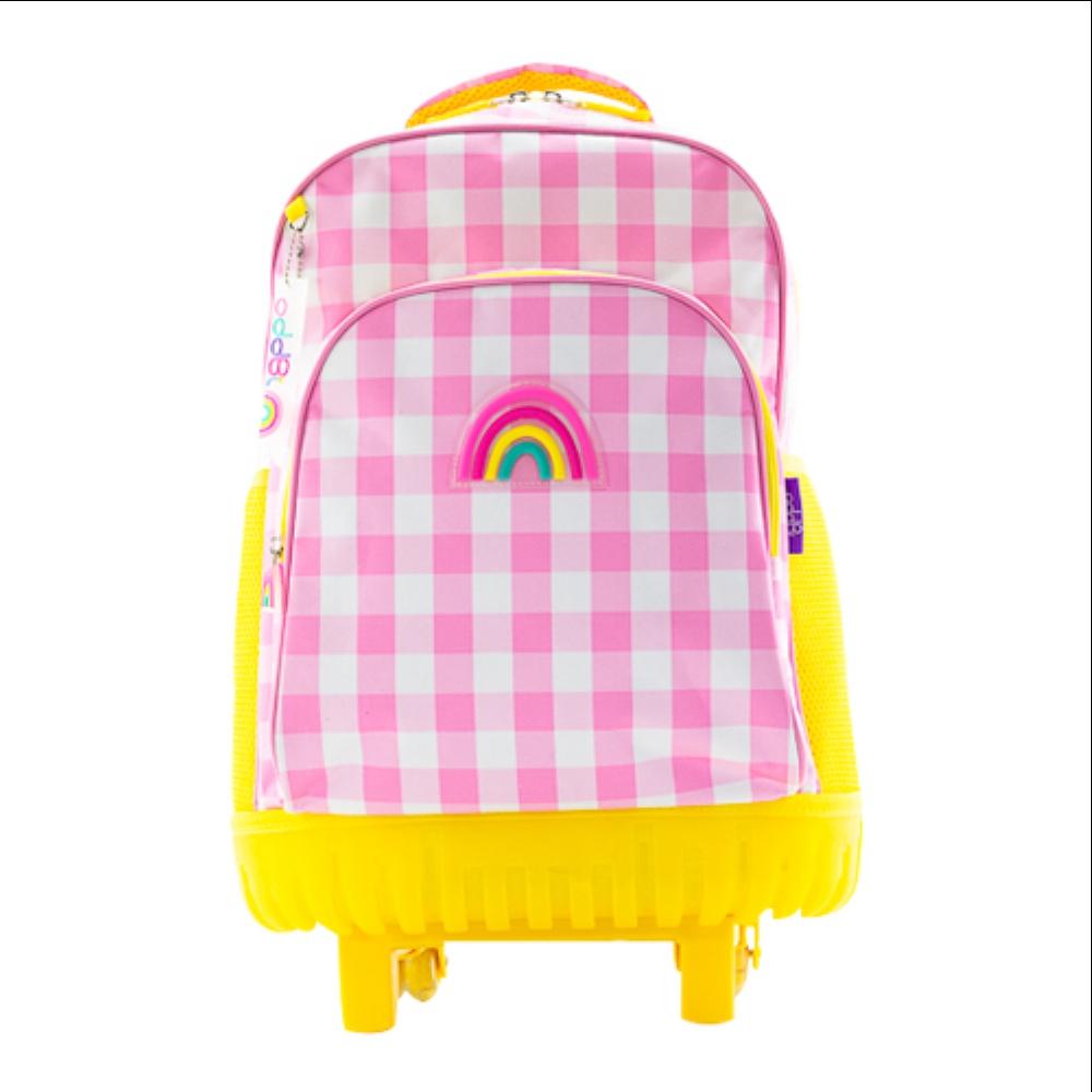 oddbi Happy Check LED Trolley Bag-pink