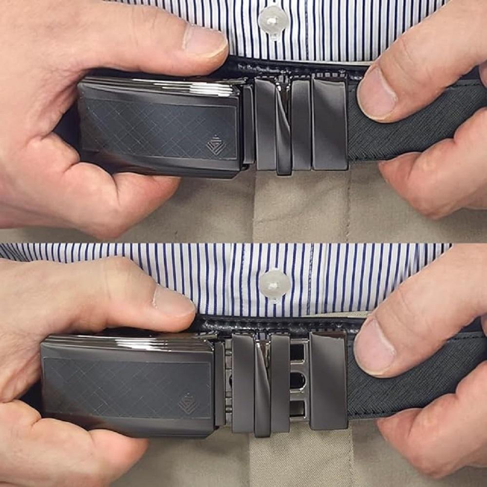 LineFit Men's Belt_Casual Dress Classic Jean Adjustable Automatic Stretch Buckle T01 Nickel (Sizes 2