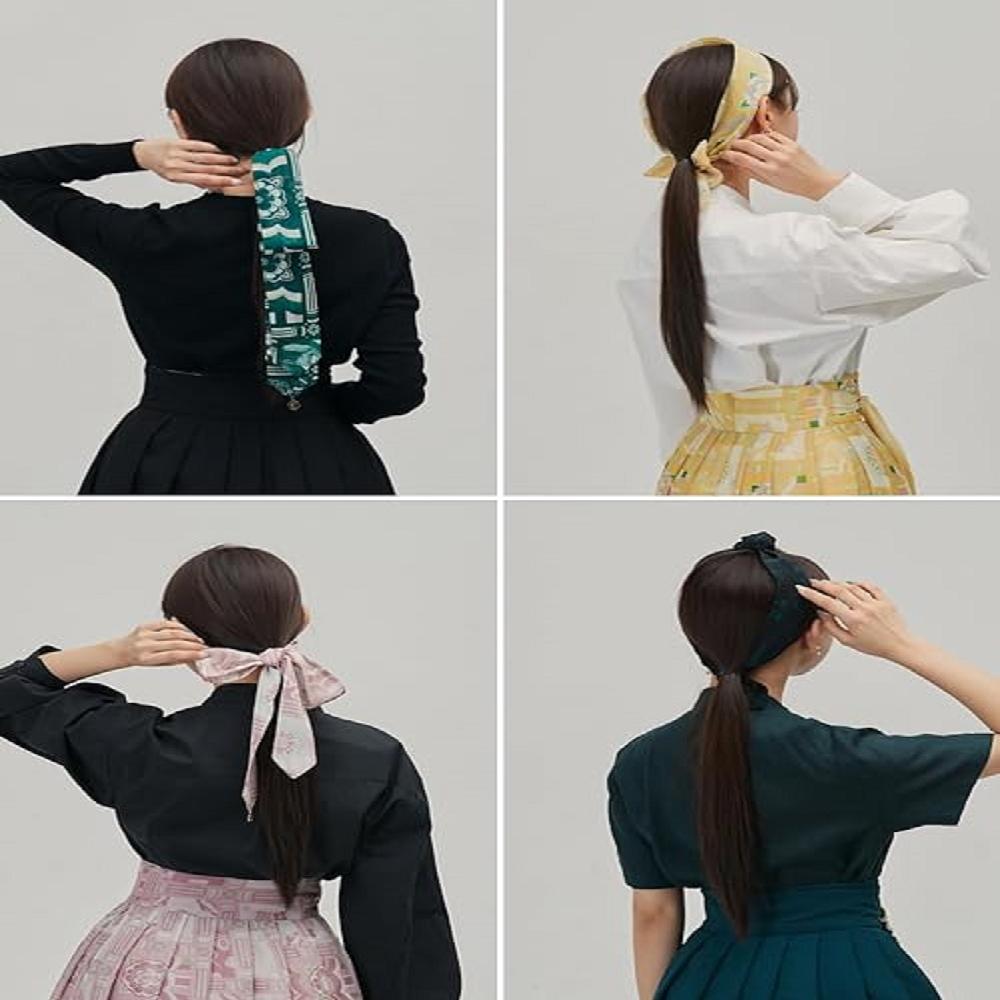 LEESLE Korean Traditional Hanbok HairBand Daenggi Scarf Hair Ribbon Accessroy(47.24in x 2.36in) (ENJ