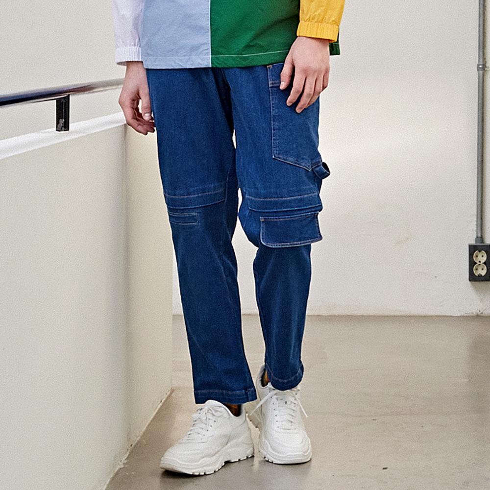 [CUSTOMUS] ﻿Knee cutting line e-band waist stone-washing cargo straight pants CTS23SWPT249