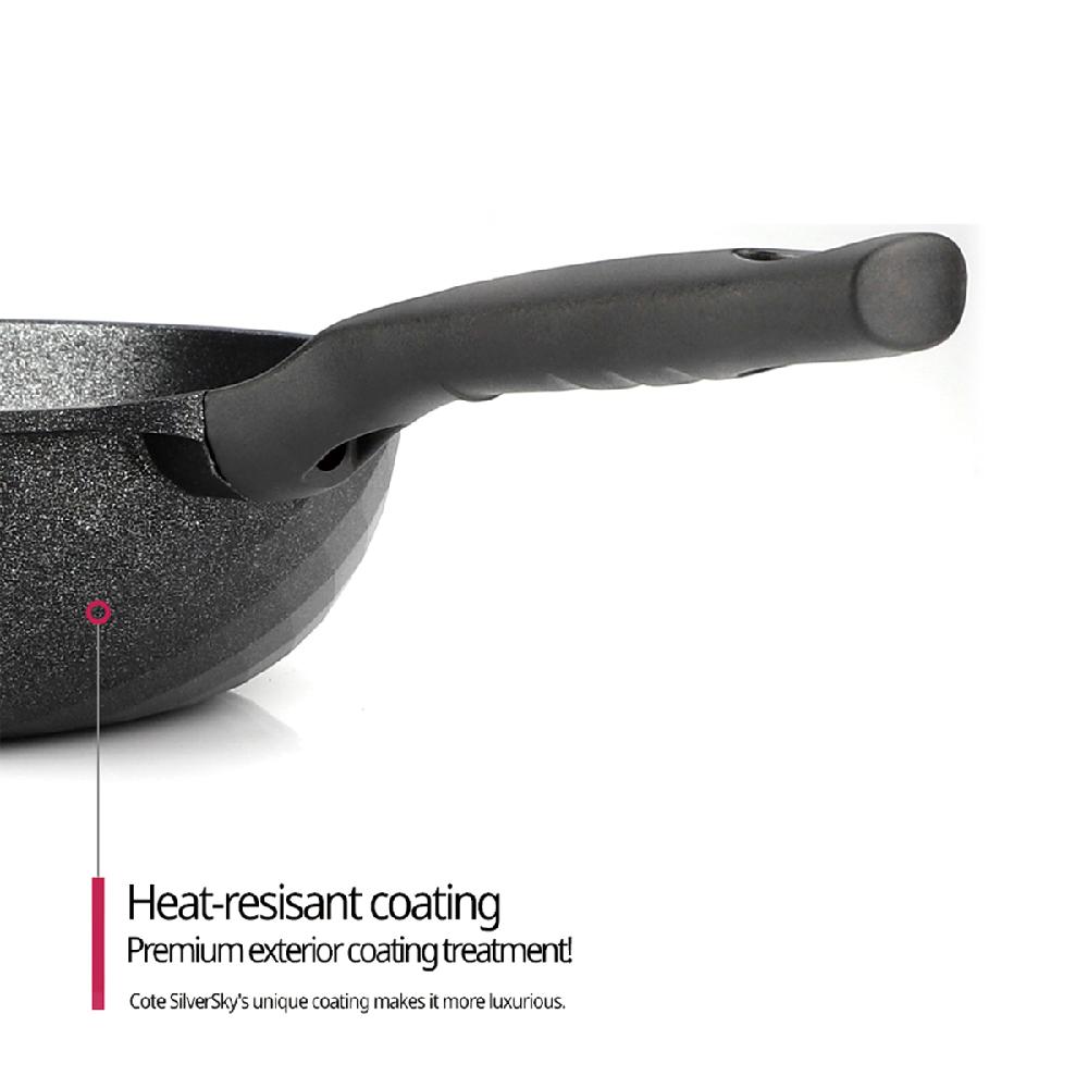 COTE SILVER - Nonstick Coating Flat Bottom Wok Pan, Induction Compatible (11 Inch)